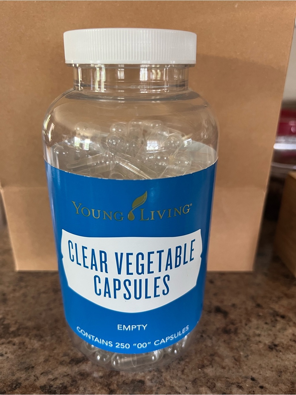 Young Living Clear Vegetable Capsules with White Cap